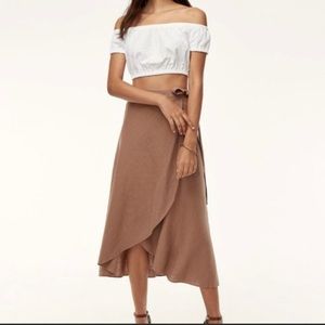 Aritzia Wilfred Eleta Linen Midi Skirt